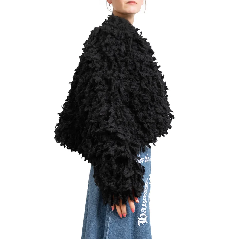 Sweater with ""Boucle Meta fur"" concept Black