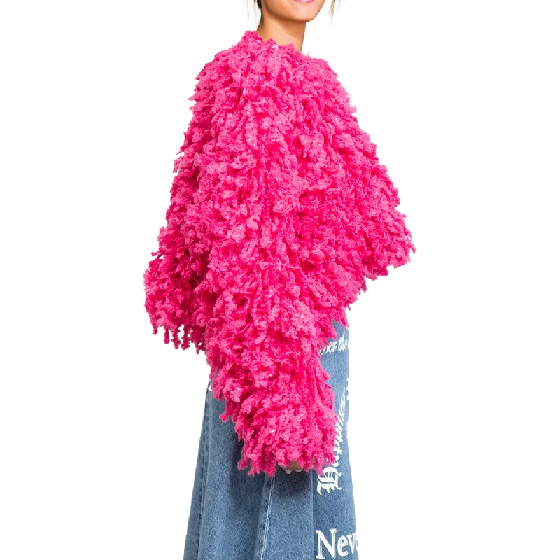 Sweater with ""Boucle Meta fur"" concept Fucsia