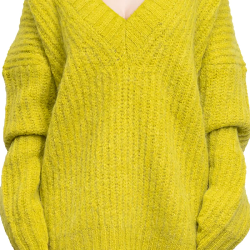 Blended wool v-neck sweater ""Warm Winter"" Yellow