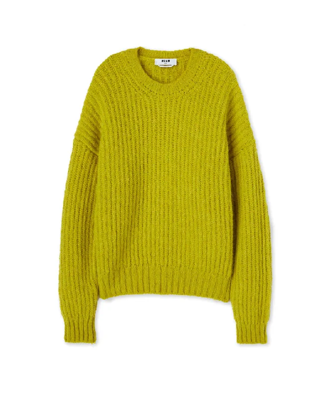 Blended wool crewneck sweater ""Warm Winter"" Yellow