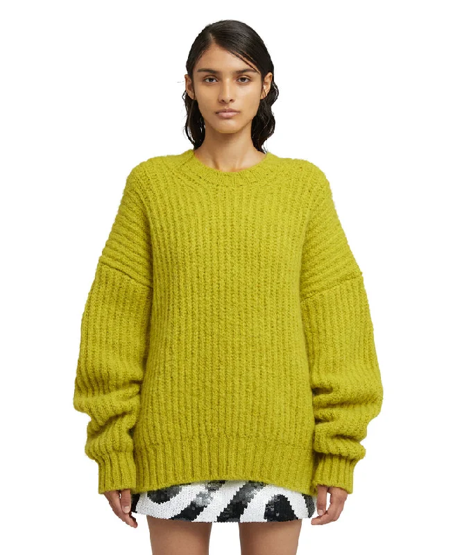 Blended wool crewneck sweater ""Warm Winter"" Yellow