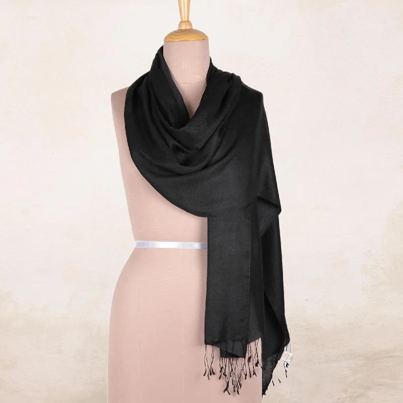 Onyx Nights Indian Silk Shawl Wrap