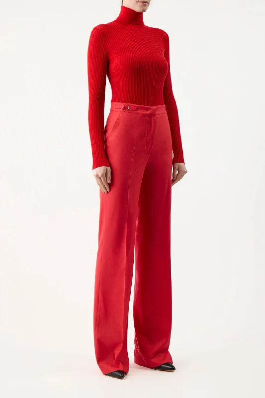 Peppe Knit Turtleneck in Red Topaz Cashmere Silk