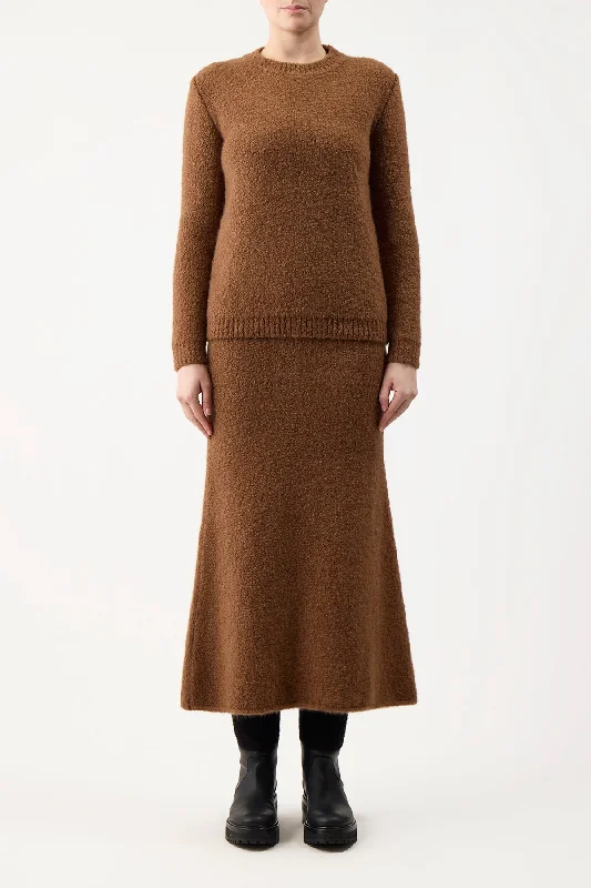 Philippe Knit Sweater in Cognac Cashmere Boucle