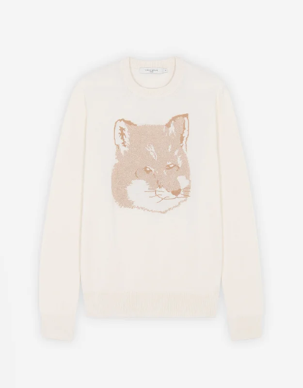 UNISEX PIQUE FOX HEAD R-NECK PULLOVER ECRU