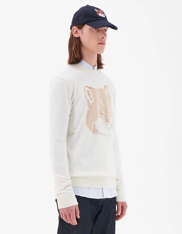 UNISEX PIQUE FOX HEAD R-NECK PULLOVER ECRU