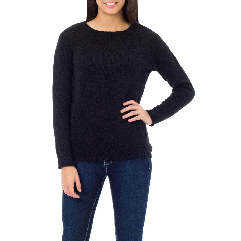 Puno Black Cotton & Alpaca Sweater