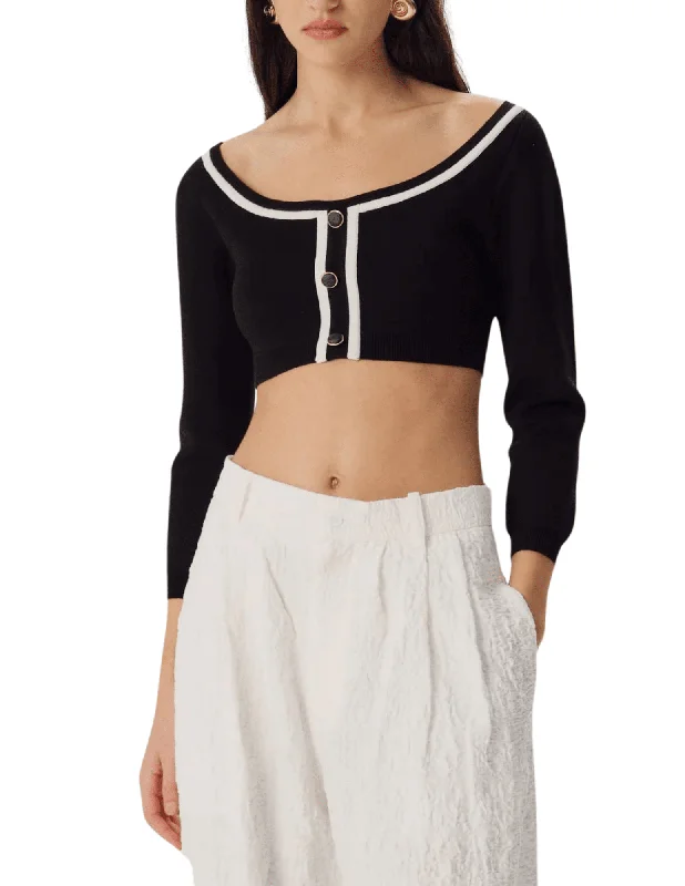 Ronny Kobo Watkins Cropped Knit Cardigan