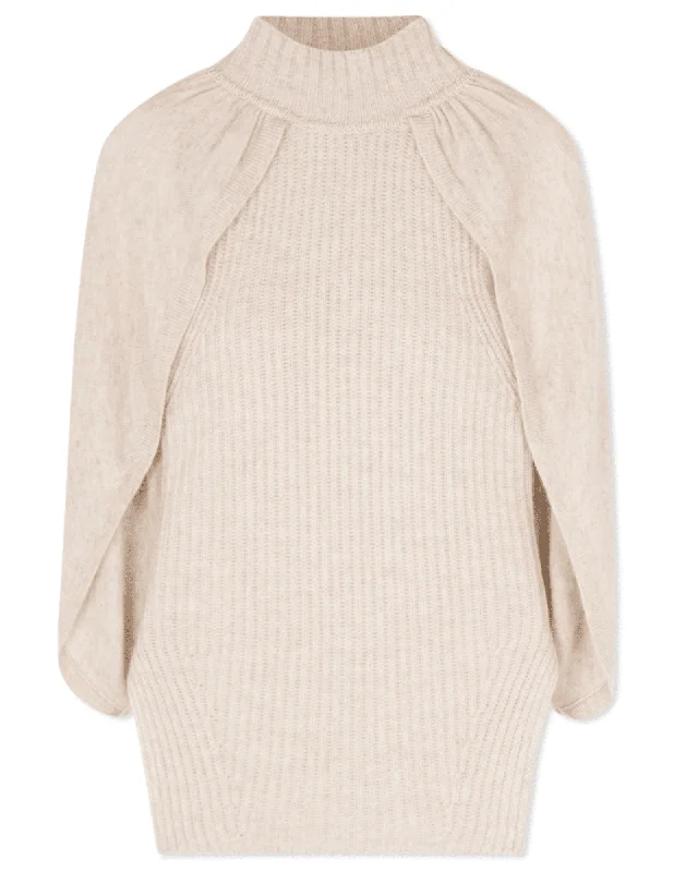 Simkhai Jeannie Knit Turtleneck Cape Top