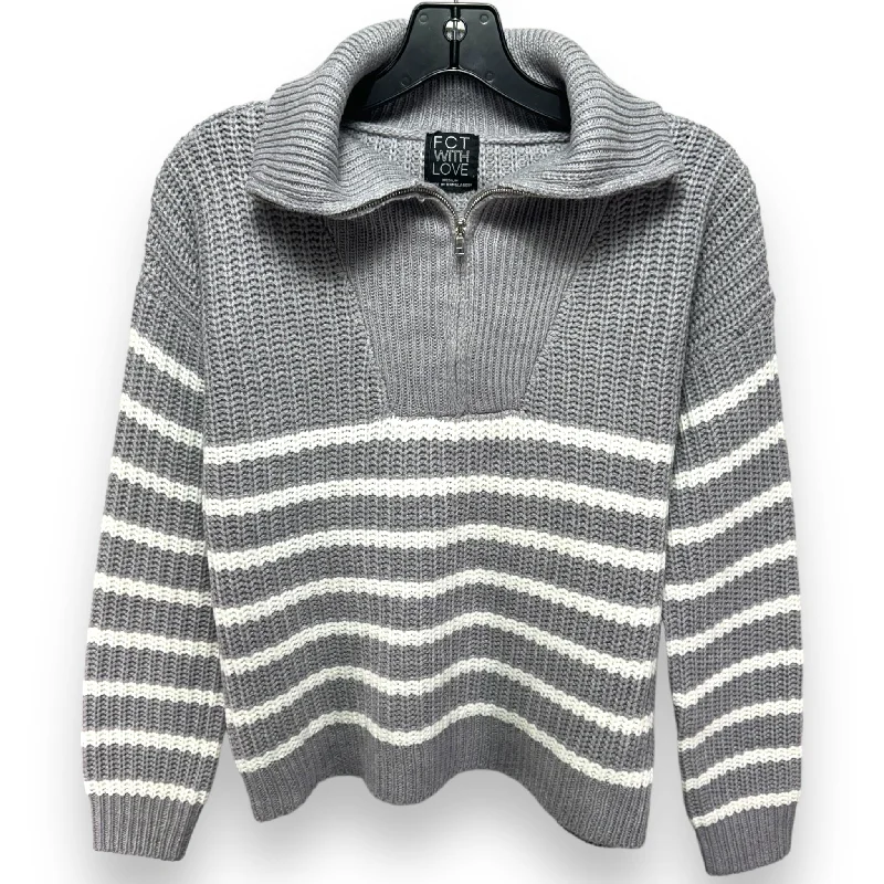 Sweater By Fct With Love In Grey & White, Size: M