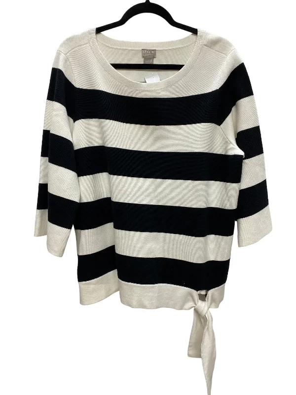 Sweater By Zenergy By Chicos In Striped Pattern, Size: 3