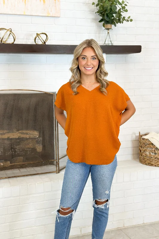 Caramel V-Neck Top