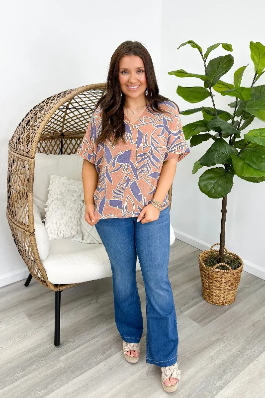 Blush & Lavender Printed Short Sleeve Top