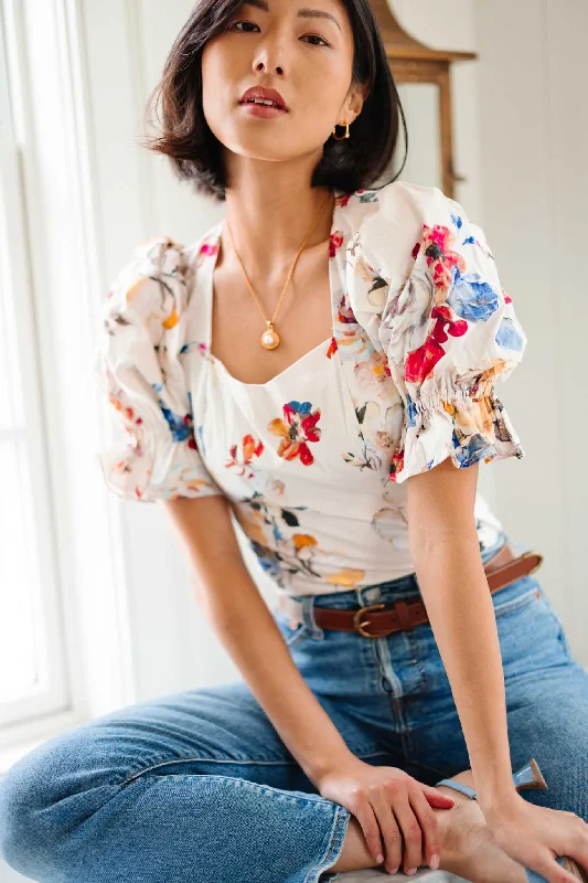 Coco Top in Cream Floral - FINAL SALE