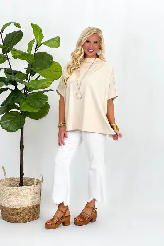 Oatmeal Dolman Short Sleeve Top