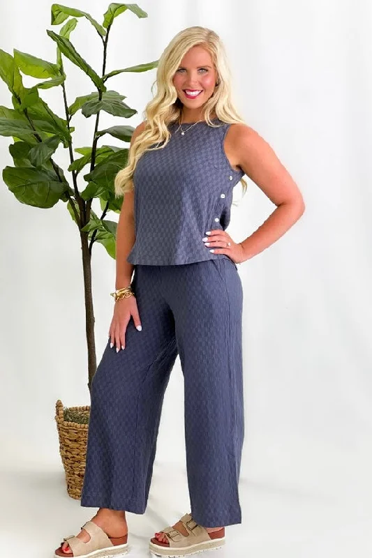 Dark Navy Textured Pant Set