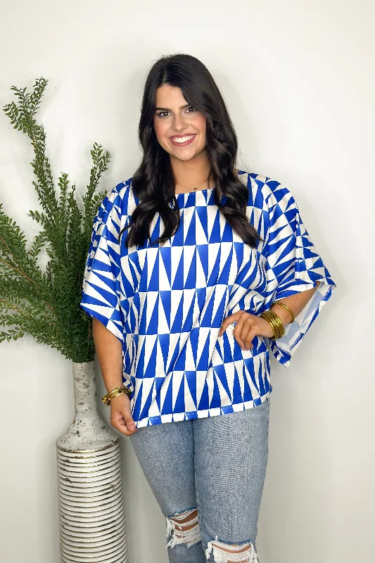 Royal Printed Kimono Sleeve Top