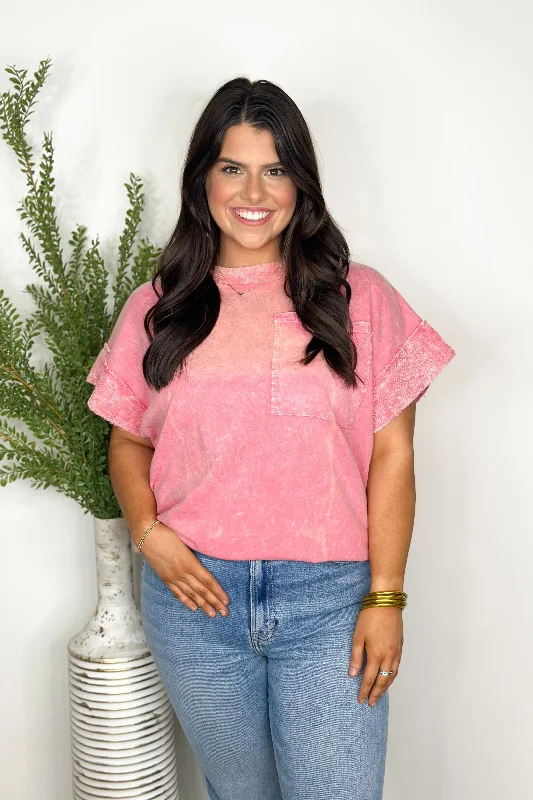 Flamingo Mineral Wash Cap Sleeve Top