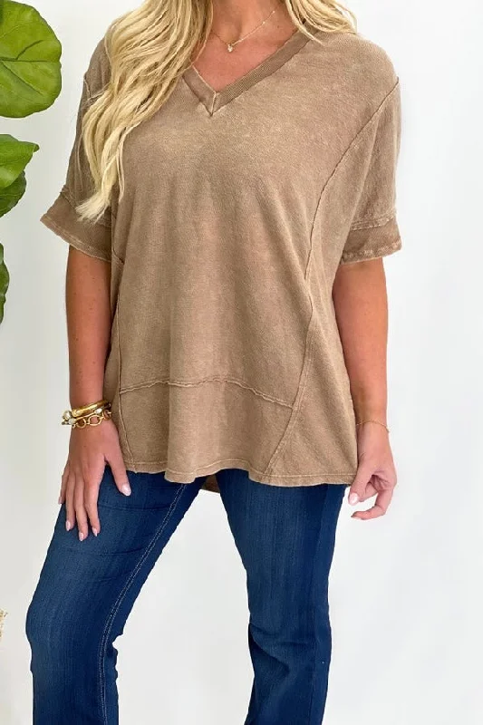 Latte Mineral Wash Soft Terry Top