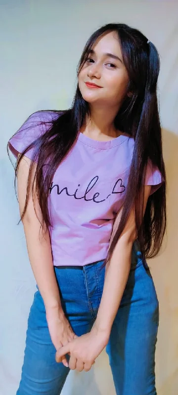 LETTER AND HEART PRINT TEE-LILAC