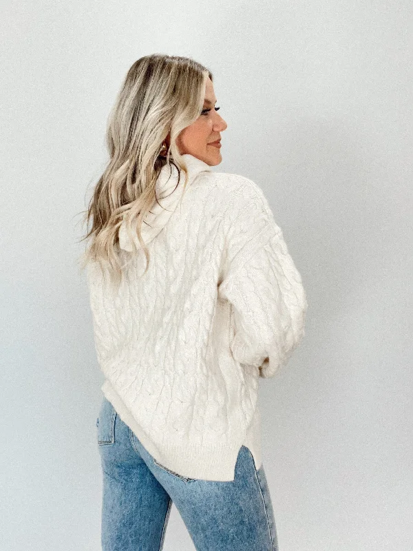 Log Cabin Cable Knit Sweater