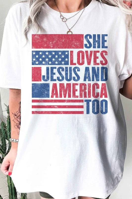 LOVES JESUS AND AMERICA OVERSIZED TEE / T-SHIRT