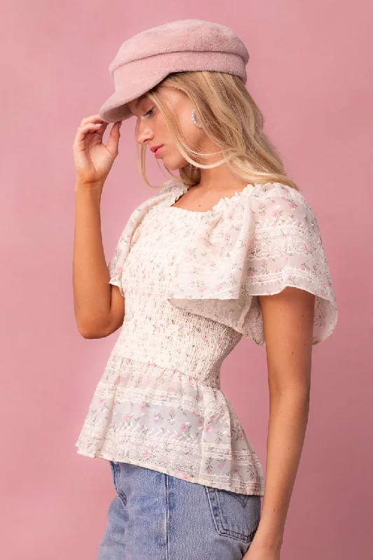 Madison Top in Eyelet Floral - FINAL SALE