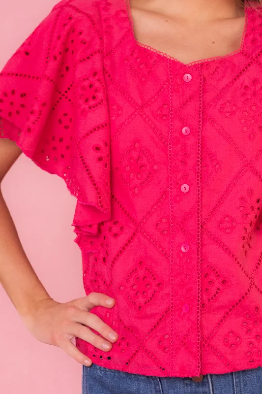 Marlowe Top in Pink Eyelet - FINAL SALE