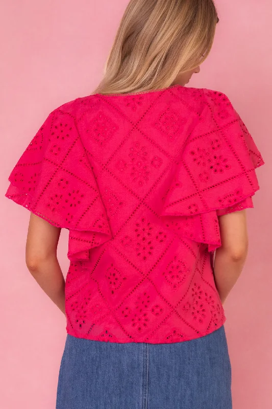 Marlowe Top in Pink Eyelet - FINAL SALE