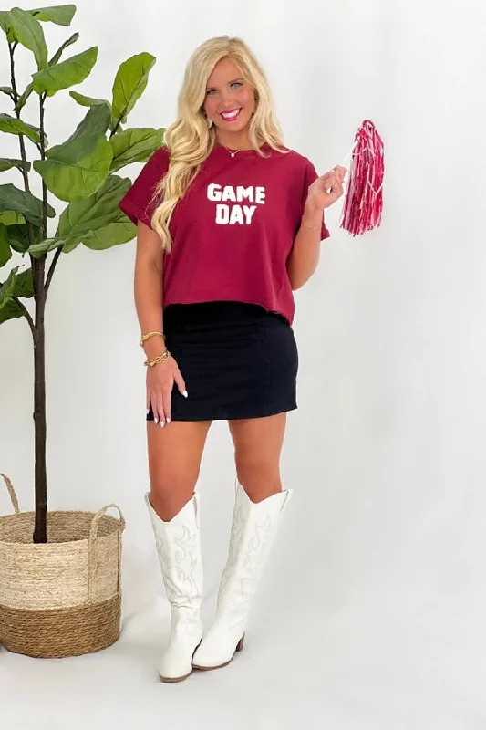 Burgundy Game Day Short Sleeve Top