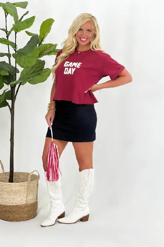 Burgundy Game Day Short Sleeve Top