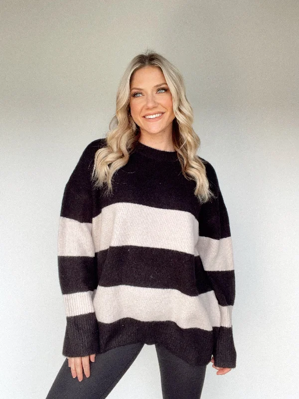 Oversized Striped Knit Sweater