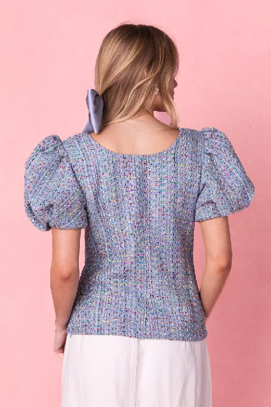 Roxie Top in Blue Tweed - FINAL SALE