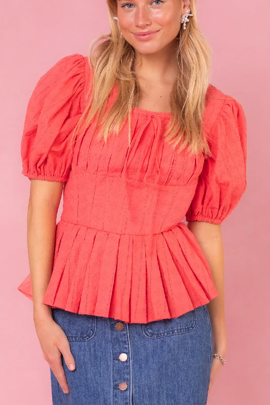 Thea Top in Coral - FINAL SALE