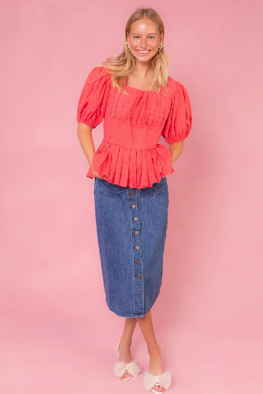 Thea Top in Coral - FINAL SALE