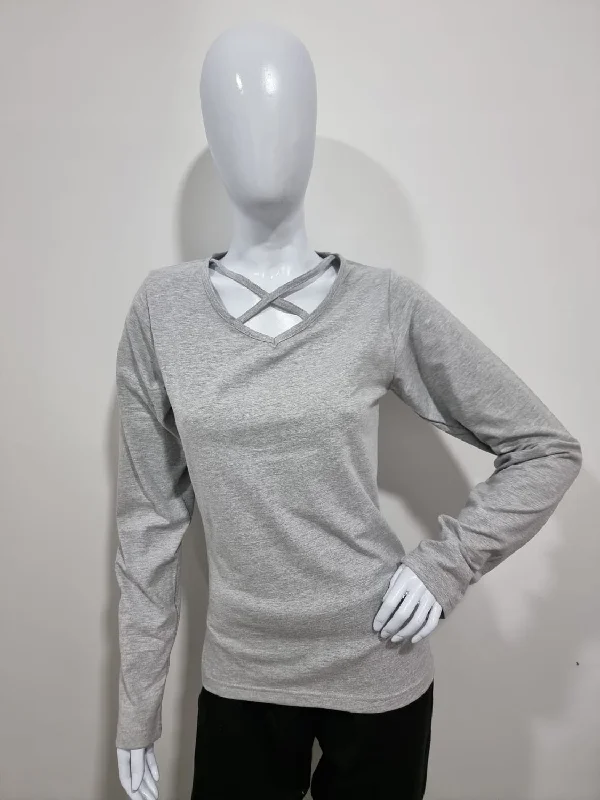 WOMEN STYLISH SHIRT, TOP WITH FULL SLEEVES-GREY