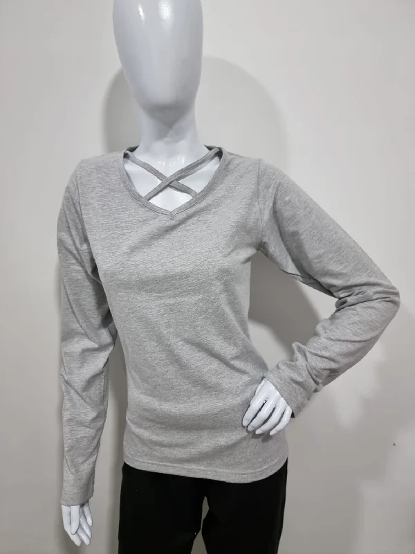 WOMEN STYLISH SHIRT, TOP WITH FULL SLEEVES-GREY